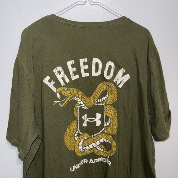 Under Armour Freedom Snake Graphic Military Green Short Sleeve Tee 3XL - Picture 6 of 6
